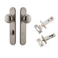 Iver Cambridge Knob Oval Backplate Privacy Kit with Privacy Turn Satin Nickel  14834KPRIV60 - The Blue Space