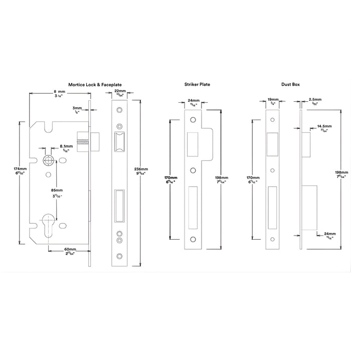 Mortice Lock Iver Cambridge Knob Rectangular Backplate Entrance Kit with High Security Lock Brushed Brass 15322KENTR60KT - The Blue Space