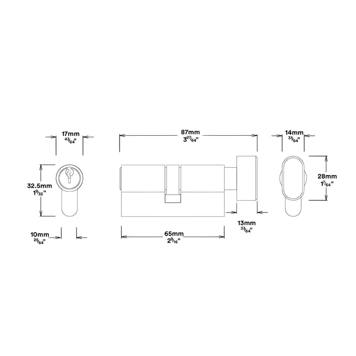 Line Drawing Lock Iver Cambridge Knob Rectangular Backplate Entrance Kit with High Security Lock Matte Black  12822KENTR60KT - The Blue Space