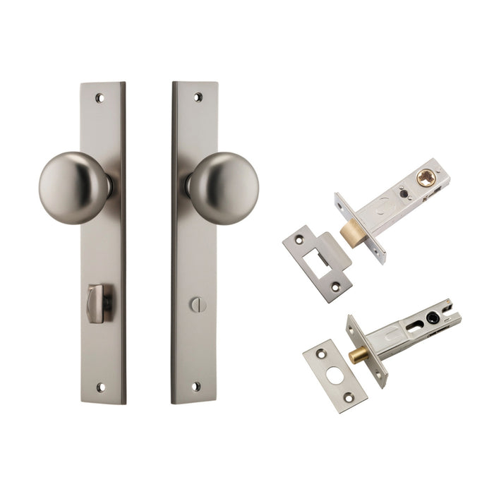 Iver Cambridge Knob Rectangular Backplate Privacy Kit with Privacy Turn Satin Nickel  14822KPRIV60 - The Blue Space
