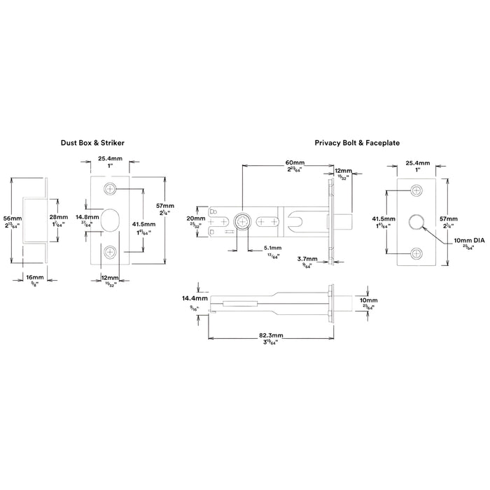 Privacy Bolt Iver Cambridge Knob Rectangular Backplate Privacy Kit with Privacy Turn Satin Nickel  14822KPRIV60 - The Blue Space