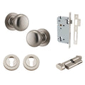 Iver Cambridge Knob Round Rose Entrance Kit with Separate High Security Lock Satin Nickel  0209KENTR60KT - The Blue Space