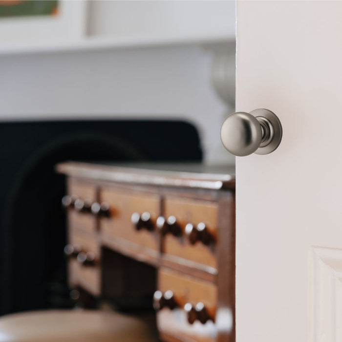 Lifestyle Iver Cambridge Knob Round Rose Passage Kit Satin Nickel  0209KPASS60 - The Blue Space