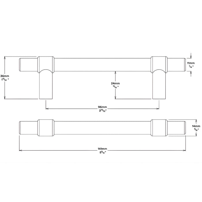 Line Drawing Iver Helsinki 96mm Cabinet Pull Handle Polished Chrome 20994 - The Blue Space