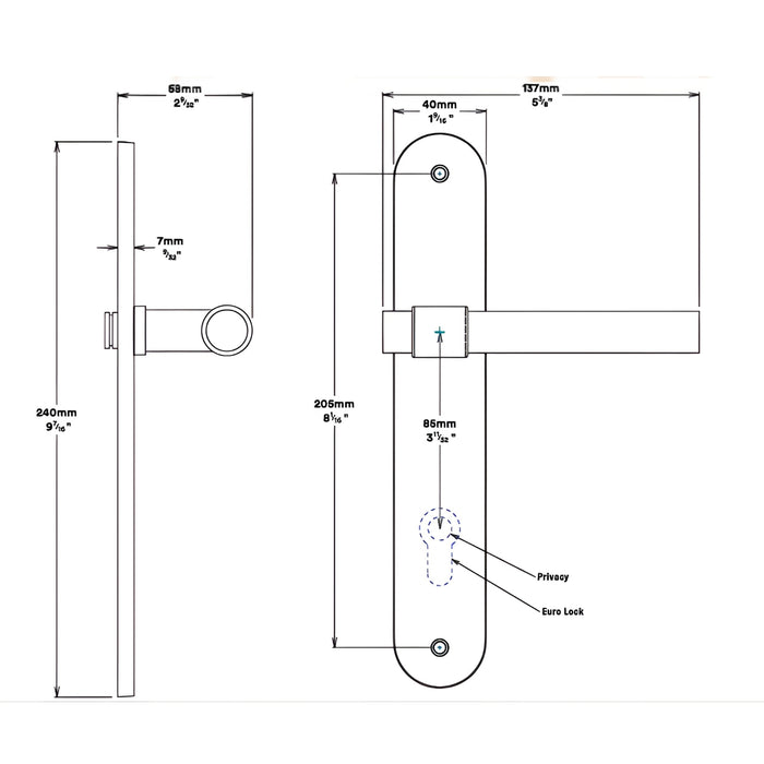 Line Drawing Iver Helsinki Lever Oval Backplate Entrance Kit with High Security Lock Brushed Gold PVD 16400KENTR60KT - The Blue Space