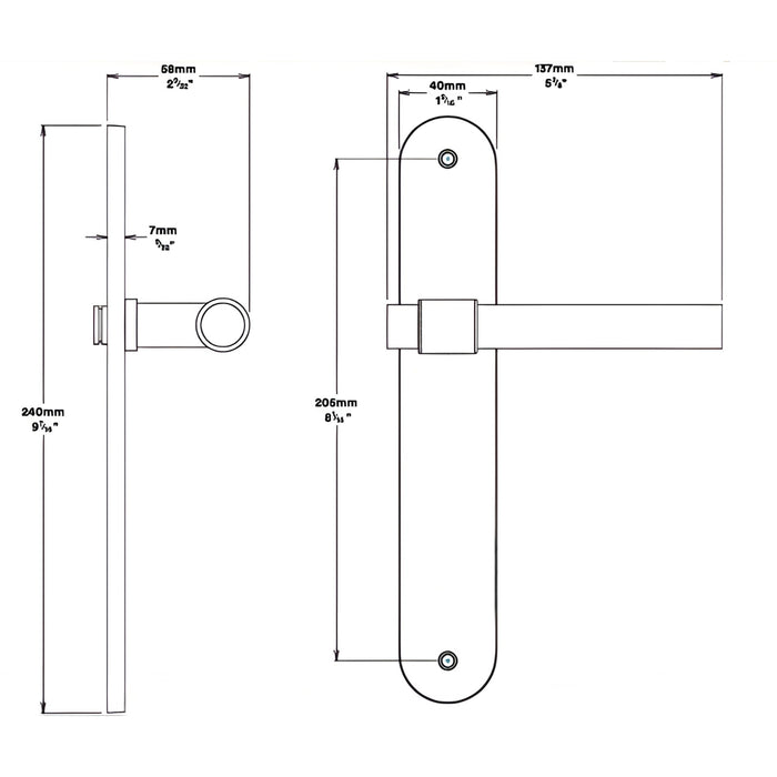 Line Drawing Iver Helsinki Lever Oval Backplate Passage Kit Matte Black 12900KPASS60 - The Blue Space