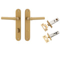 Iver Helsinki Lever Oval Backplate Privacy Kit with Privacy Turn Brushed Brass 15400KPRIV60 - The Blue Space