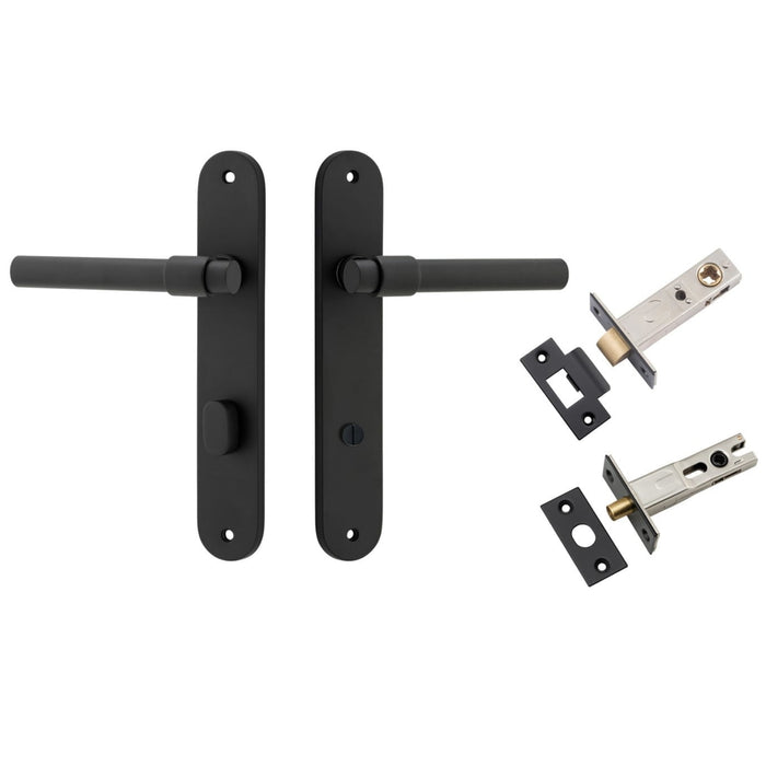 Iver Helsinki Lever Oval Backplate Privacy Kit with Privacy Turn Matte Black 12900KPRIV60 - The Blue Space