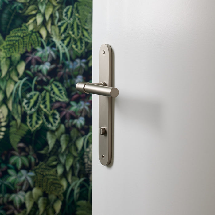 Project Image Iver Helsinki Lever Oval Backplate Privacy Kit with Privacy Turn Satin Nickel 14900KPRIV60 - The Blue Space