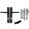 Iver Helsinki Lever Rectangular Backplate Entrance Kit with High Security Lock Matte Black 12896KENTR60KT - The Blue Space
