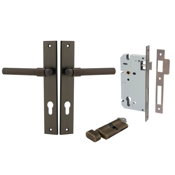 Iver Helsinki Lever Rectangular Backplate Entrance Kit with High Security Lock Signature Brass 10896KENTR60KT - The Blue Space