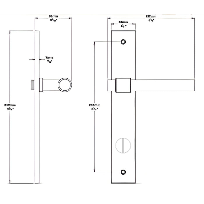 Line Drawing Iver Helsinki Lever Rectangular Backplate Privacy Kit with Privacy Turn Brushed Gold PVD 16396KPRIV60 - The Blue Space