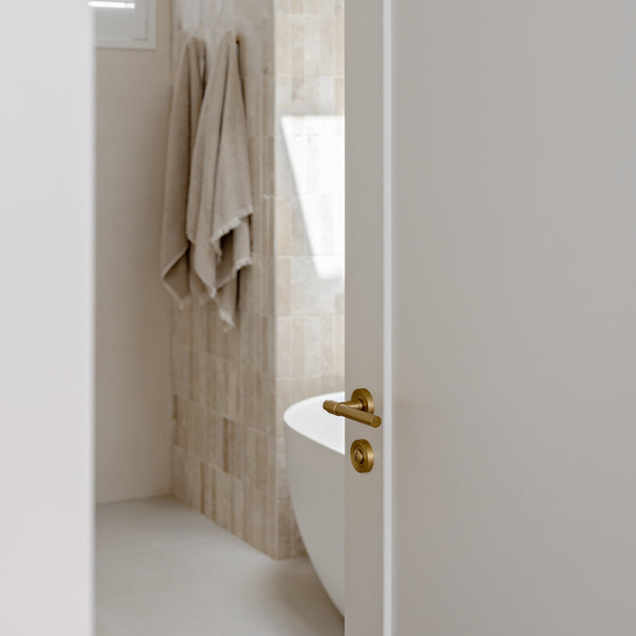 Project Image Iver Helsinki Lever Round Rose Entrance Kit with Separate High Security Lock Brushed Gold PVD 16626KENTR60KT - The Blue Space