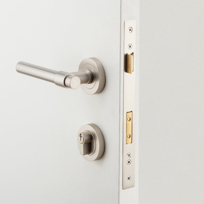 Project Image Iver Helsinki Lever Round Rose Entrance Kit with Separate High Security Lock Satin Nickel  20629KENTR60KT - The Blue Space