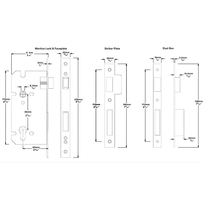 Mortice Lock Iver Helsinki Lever Round Rose Entrance Kit with Separate High Security Lock Satin Nickel  20629KENTR60KT - The Blue Space