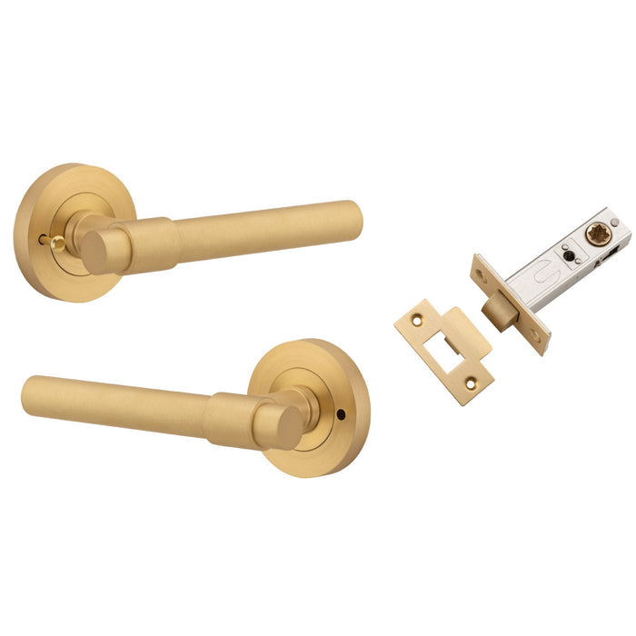 Iver Helsinki Lever Round Rose (Inbuilt Privacy) Brushed Brass 20626KIBPRIV60 - The Blue Space