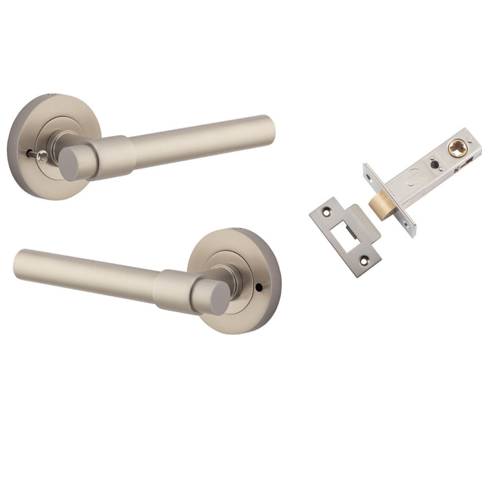 Iver Helsinki Lever Round Rose (Inbuilt Privacy) Satin Nickel 20629KIBPRIV60 - The Blue Space