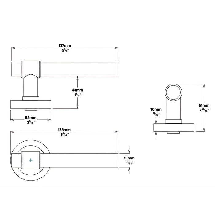 Line Drawing Iver Helsinki Lever Round Rose Passage Kit Matte Black  20623KPASS60 - The Blue Space