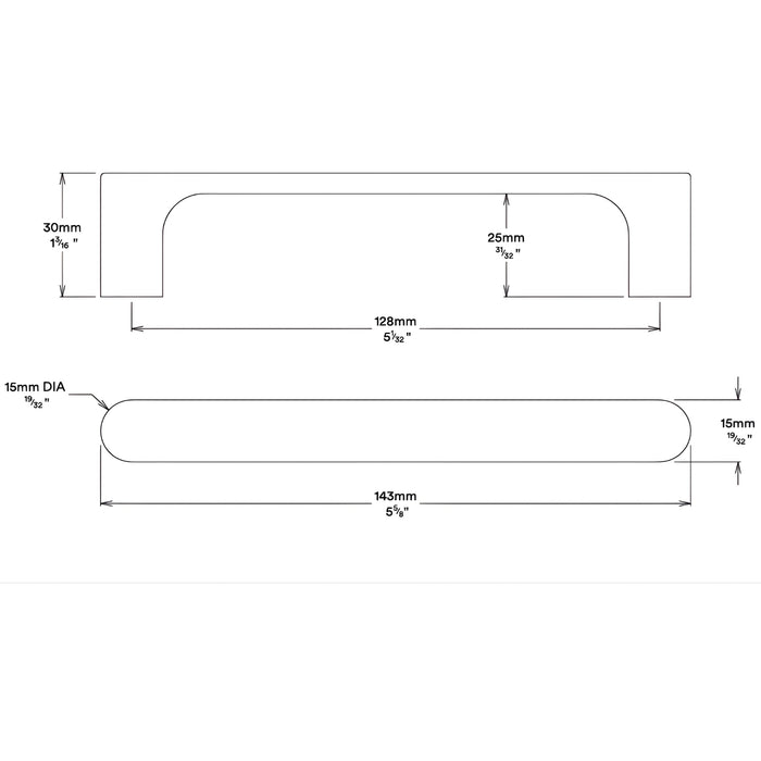 Line Drawing Iver Osaka 128mm Cabinet Pull Handle Satin Nickel 20959 - The Blue Space