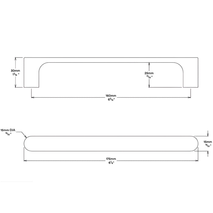 Line Drawing Iver Osaka 160mm Cabinet Pull Handle Polished Chrome 20964 - The Blue Space