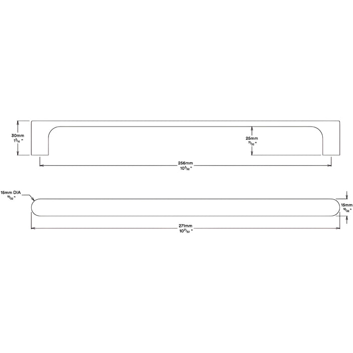 Line Drawing Iver Osaka 256mm Cabinet Pull Handle Brushed Gold PVD 17433 - The Blue Space