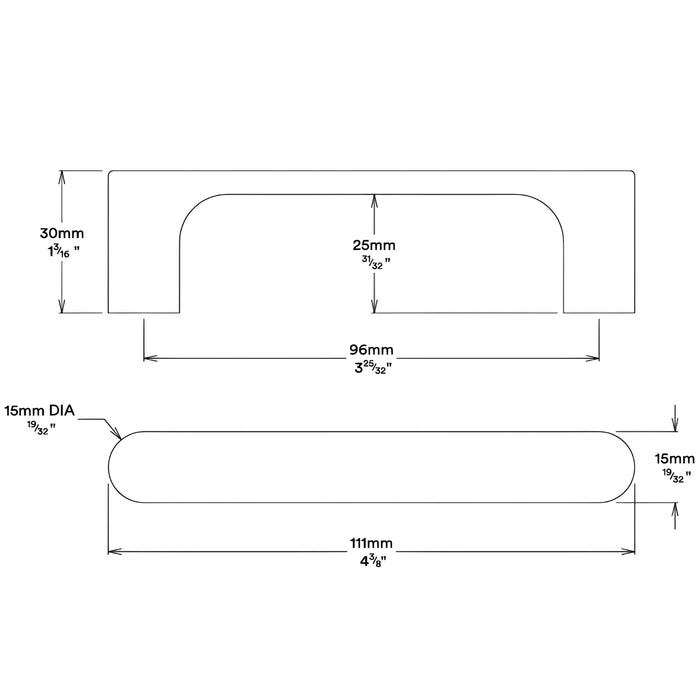 Line Drawing Iver Osaka 96mm Cabinet Pull Handle Polished Chrome 20944 - The Blue Space