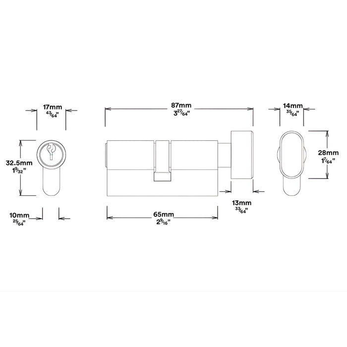 Key Thumb Iver Osaka Lever Oval Backplate Entrance Kit with High Security Lock Matte Black 12864KENTR60KT - The Blue Space