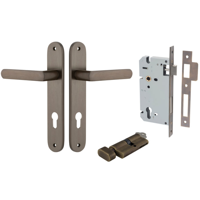 Iver Osaka Lever Oval Backplate Entrance Kit with High Security Lock Signature Brass 10864KENTR60KT - The Blue Space