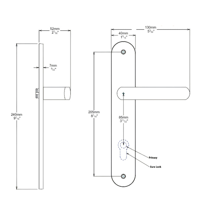 Line Drawing Iver Osaka Lever Oval Backplate Passage Kit Signature Brass 10864KPASS60 - The Blue Space