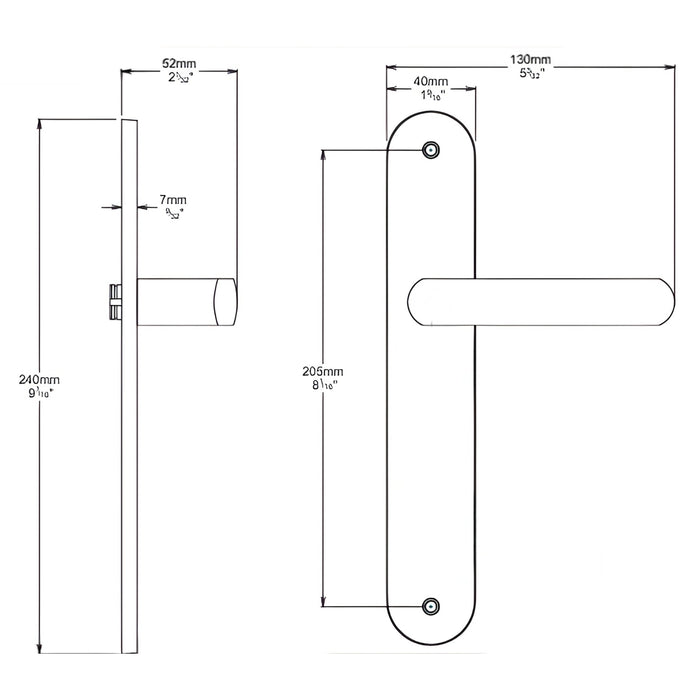 Line Drawing Iver Osaka Lever Oval Backplate Privacy Kit with Privacy Turn Matte Black 12864KPRIV60 - The Blue Space