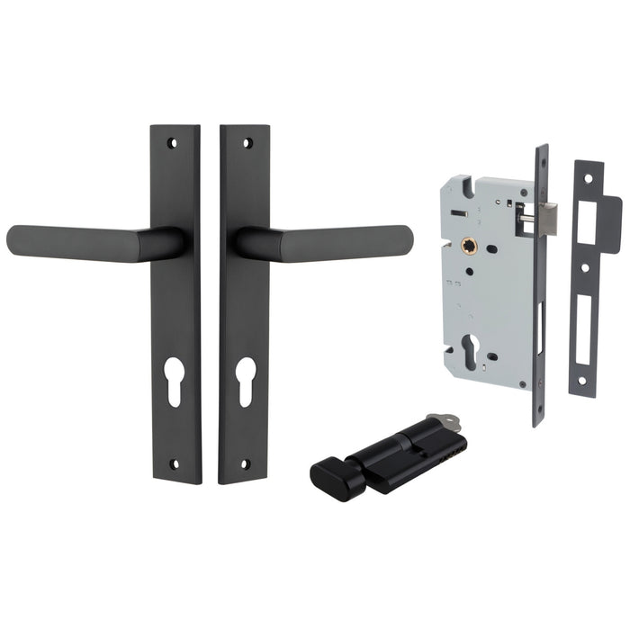 Iver Osaka Lever Rectangular Backplate Entrance Kit with High Security Lock Matte Black  12860KENTR60KT - The Blue Space