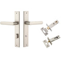 Iver Osaka Lever Rectangular Backplate Privacy Kit with Privacy Turn Satin Nickel 14860KPRIV60 - The Blue Space