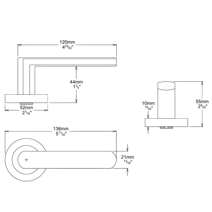 Line Drawing Iver Osaka Lever Round Rose Entrance Kit with Separate High Security Lock Brushed Brass 20776KENTR60KT - The Blue Space