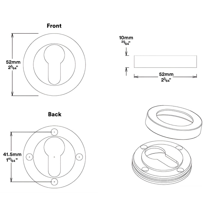 Round Rose Iver Osaka Lever Round Rose Entrance Kit with Separate High Security Lock Satin Nickel 20779KENTR60KT - The Blue Space