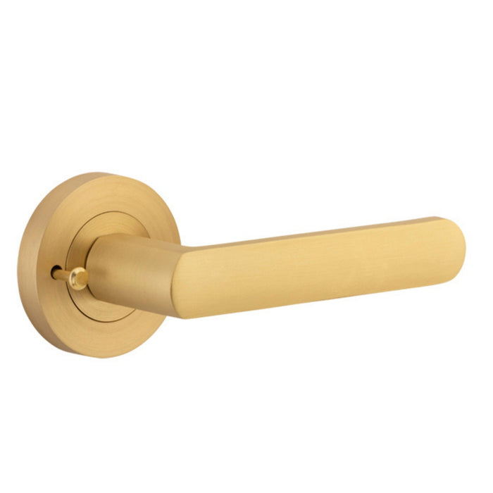 Single Iver Osaka Lever Round Rose (Inbuilt Privacy) Brushed Brass 20776KIBPRIV60 - The Blue Space