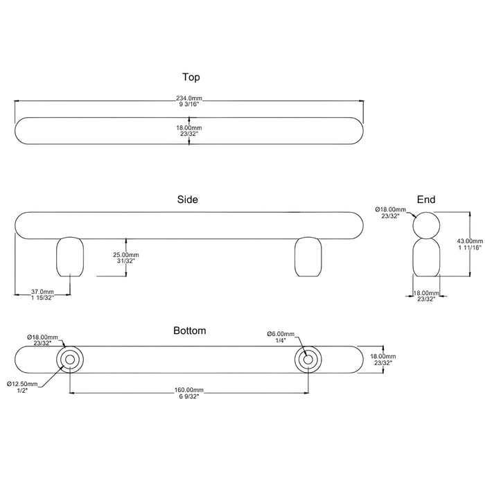 Line Drawing Iver Puerto 160mm Cabinet Pull Handle Satin Nickel 24045 - The Blue Space