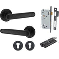 Iver Puerto Lever Round Rose Entrance Kit with Separate High Security Lock Key/Key Matte Black 24003KENTR60KK - The Blue Space