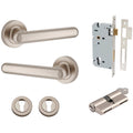 Iver Puerto Lever Round Rose Entrance Kit with Separate High Security Lock Key/Key Satin Nickel 24005KENTR60KK - The Blue Space