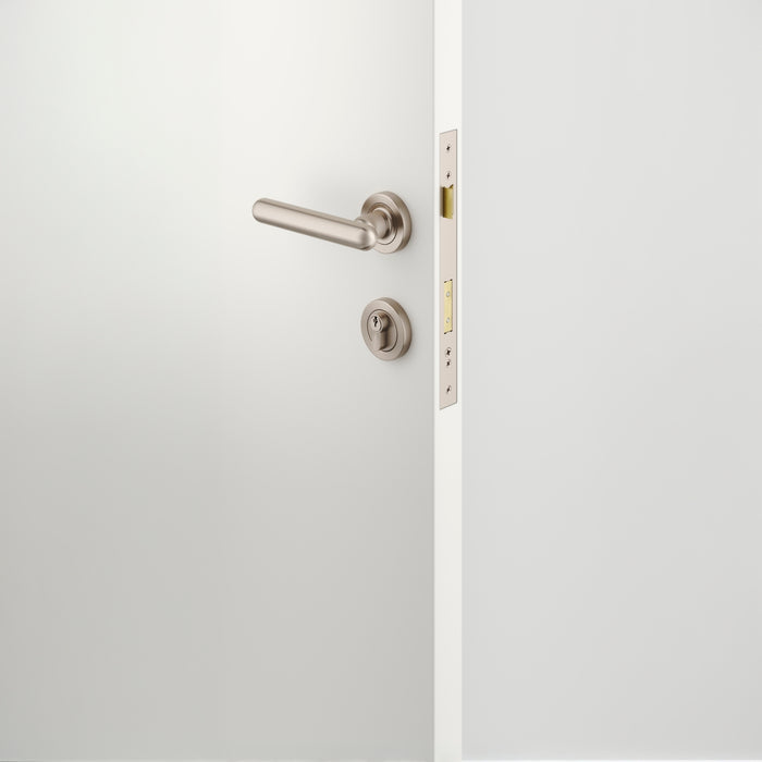 Lifestyle Iver Puerto Lever Round Rose Entrance Kit with Separate High Security Lock Key/Key Satin Nickel 24005KENTR60KK - The Blue Space