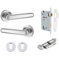 Iver Puerto Lever Round Rose Entrance Kit with Separate High Security Lock Key/Thumb Polished Chrome 24004KENTR60KT - The Blue Space