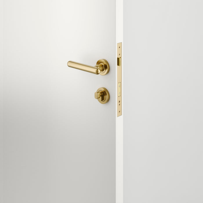 Lifestyle Iver Puerto Lever Round Rose Entrance Kit with Separate High Security Lock Key/Thumb Brushed Gold PVD 24000KENTR60KT - The Blue Space