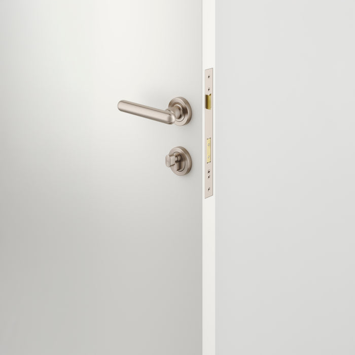 Lifestyle Iver Puerto Lever Round Rose Entrance Kit with Separate High Security Lock Key/Thumb Satin Nickel 24005KENTR60KT - The Blue Space