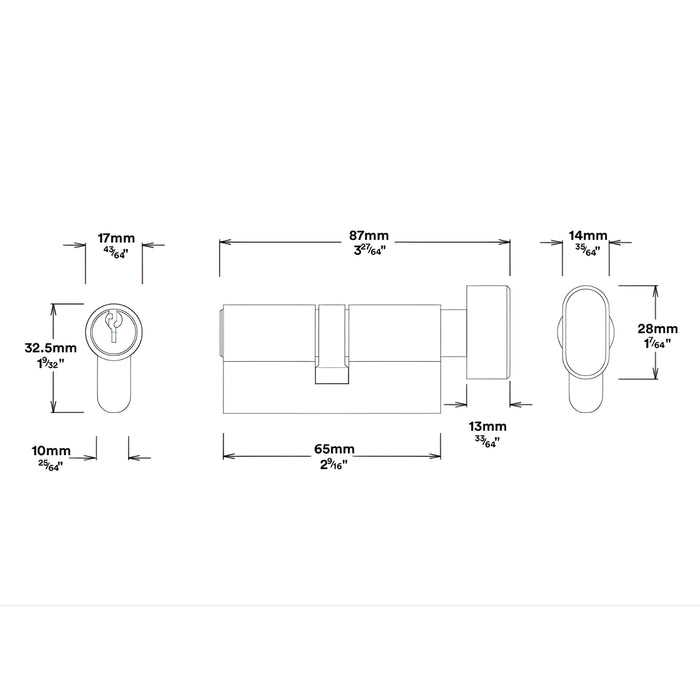 Key Thumb Iver Puerto Lever Round Rose Entrance Kit with Separate High Security Lock Key/Thumb Signature Brass 24002KENTR60KT - The Blue Space