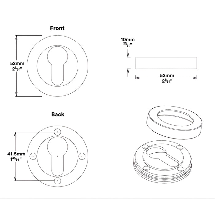 Rose Round Iver Puerto Lever Round Rose Entrance Kit with Separate High Security Lock Key/Thumb Polished Chrome 24004KENTR60KT - The Blue Space