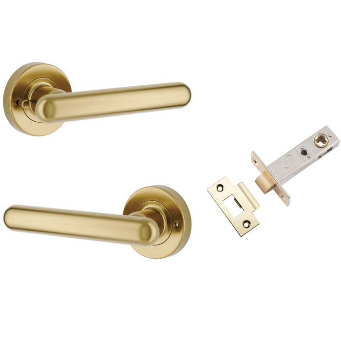 Iver Puerto Lever Round Rose (Inbuilt Privacy) Brushed Gold PVD 24000KIBPRIV60 - The Blue Space