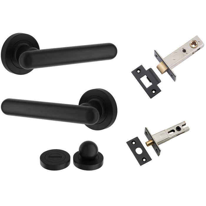Iver Puerto Lever Round Rose Privacy Kit with Separate Privacy Turn Matte Black 24003KPRIV60 - The Blue Space