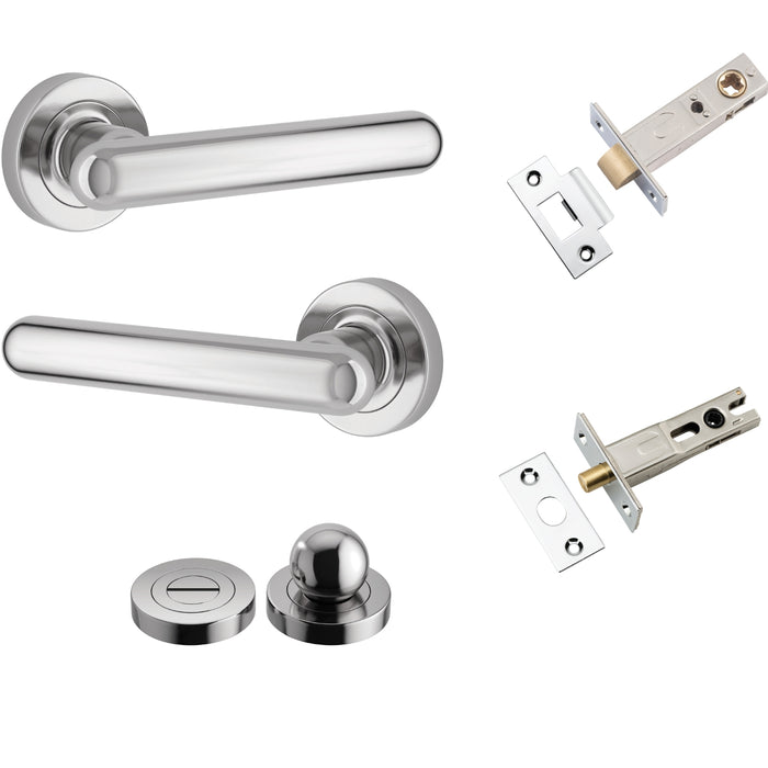 Iver Puerto Lever Round Rose Privacy Kit with Separate Privacy Turn Polished Chrome 24004KPRIV60 - The Blue Space