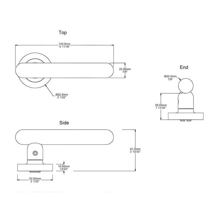 Line Drawing Iver Puerto Lever Round Rose Privacy Kit with Separate Privacy Turn Polished Chrome 24004KPRIV60 - The Blue Space