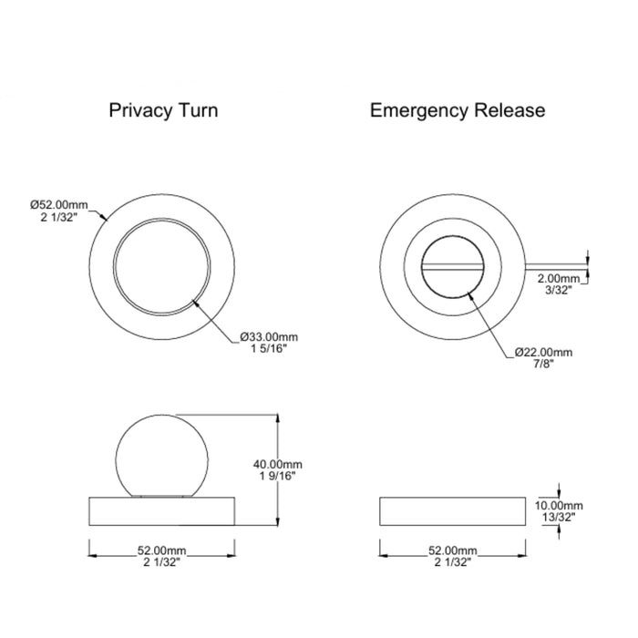 Privacy Turn Iver Puerto Lever Round Rose Privacy Kit with Separate Privacy Turn Polished Chrome 24004KPRIV60 - The Blue Space