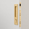 Project Image Iver Rectangular Sliding Door Pull Entrance Kit with High Security Lock Brushed Brass 21416E - The Blue Space